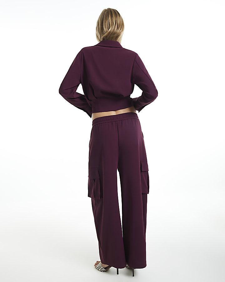 Red Utility Barrel Leg Trousers