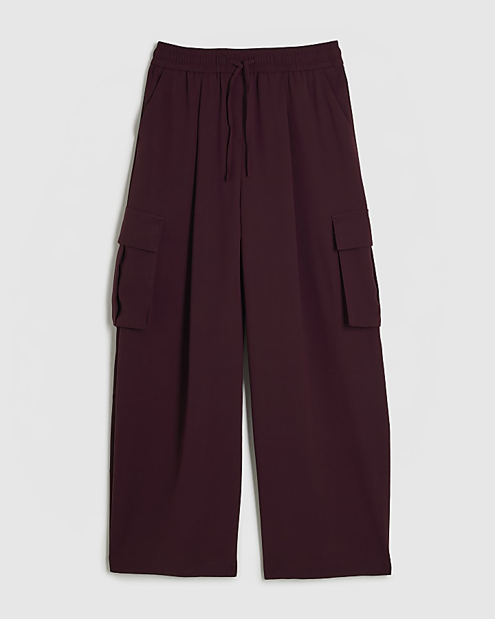 Red Utility Barrel Leg Trousers