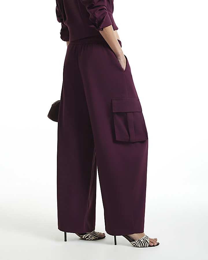 Red Utility Barrel Leg Trousers