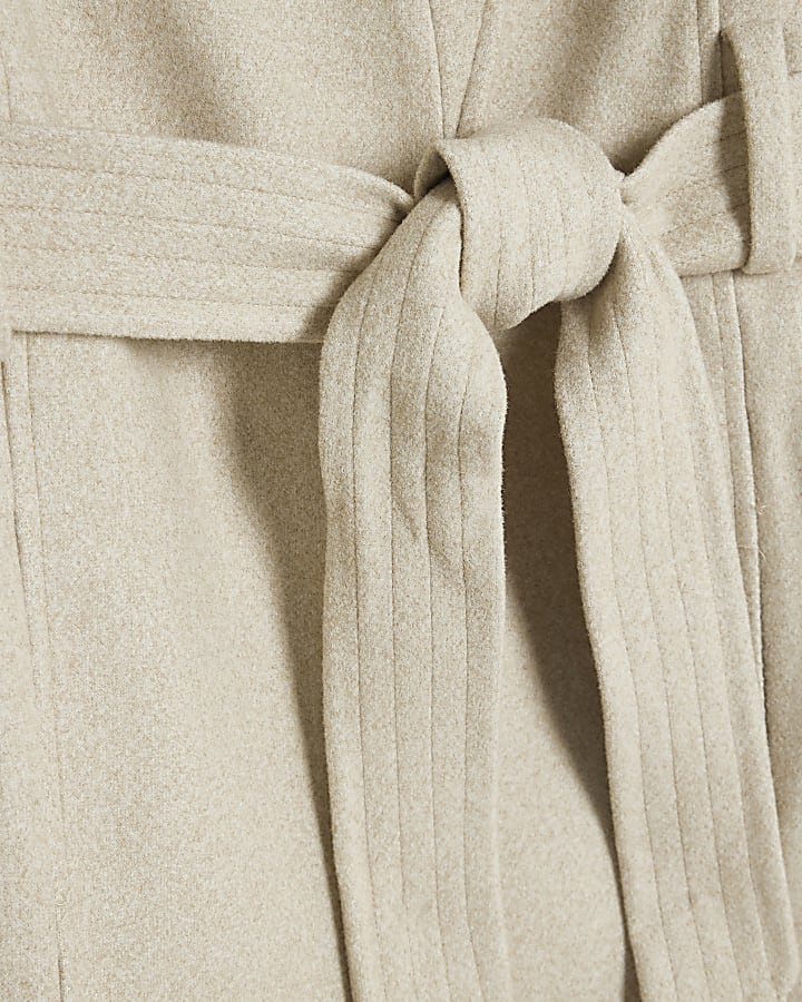 Cream Belted Longline Robe Coat