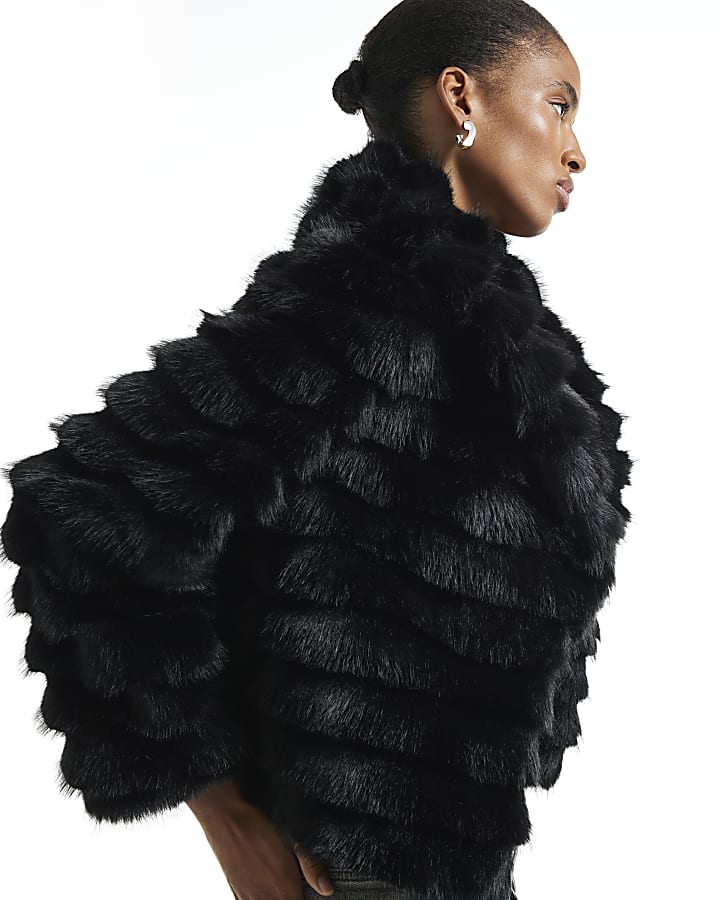 Black Short Faux Fur Coat
