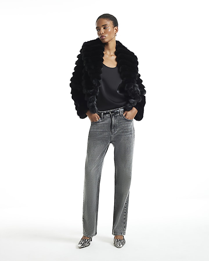 Black Short Faux Fur Coat