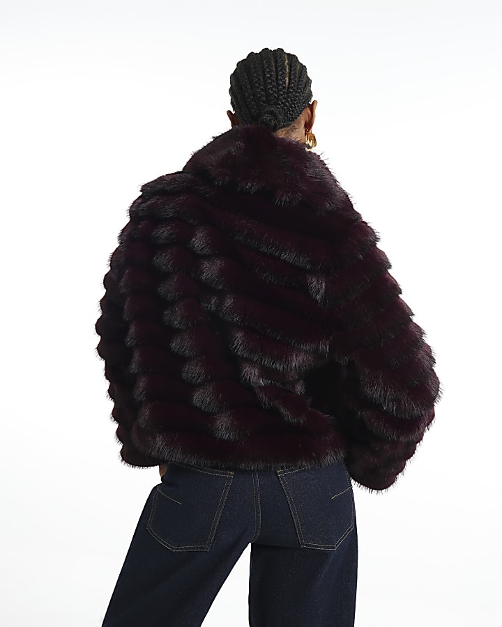 Purple Short Faux Fur Coat