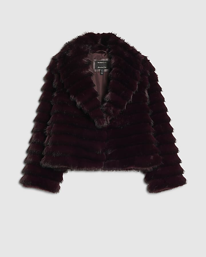 Purple Short Faux Fur Coat