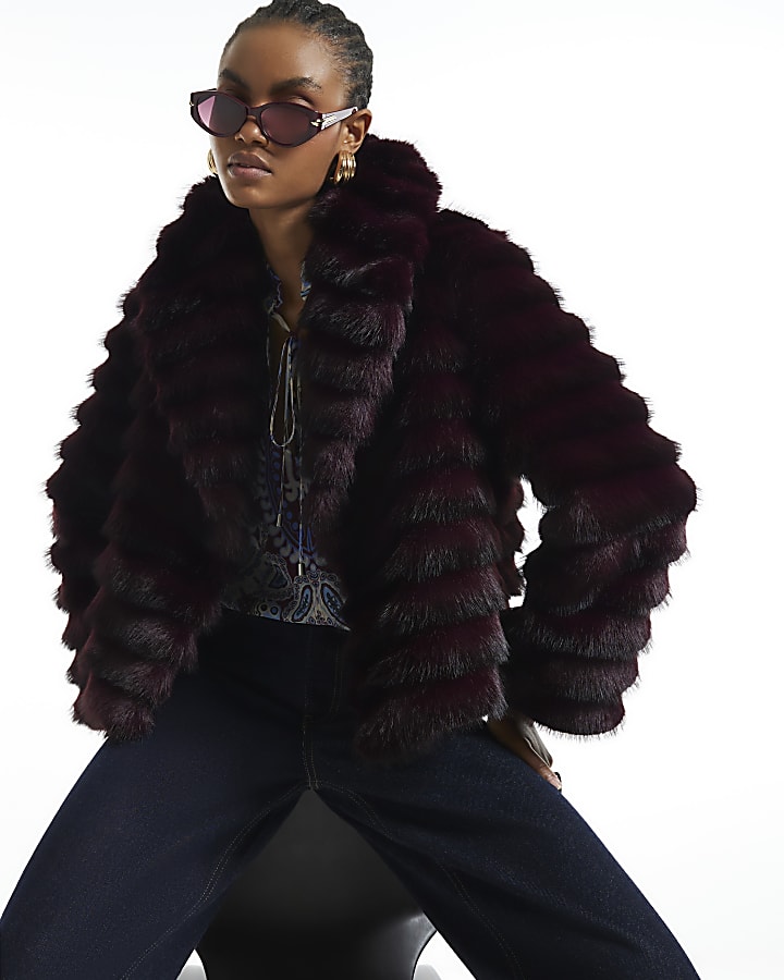 Purple Short Faux Fur Coat