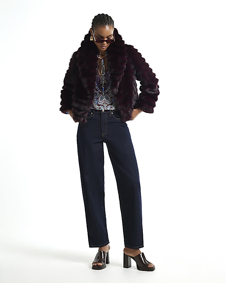 Purple Short Faux Fur Coat