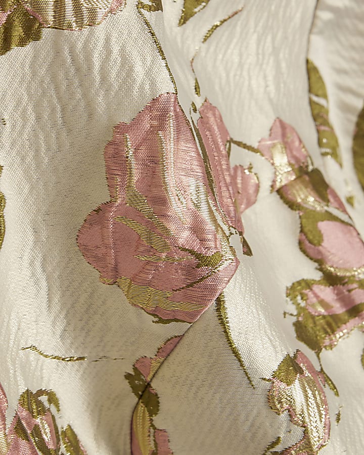 Cream Floral Jacquard Cocoon Sleeve Bolero