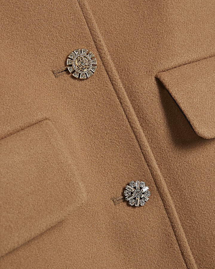 Brown Faux Fur Trim Coat