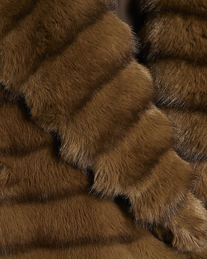 Brown Long Pelted Faux Fur Coat