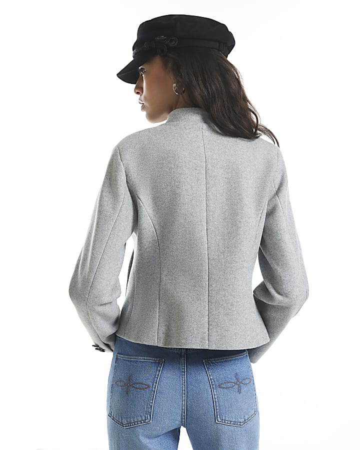 Grey Crest Button Drummer Jacket