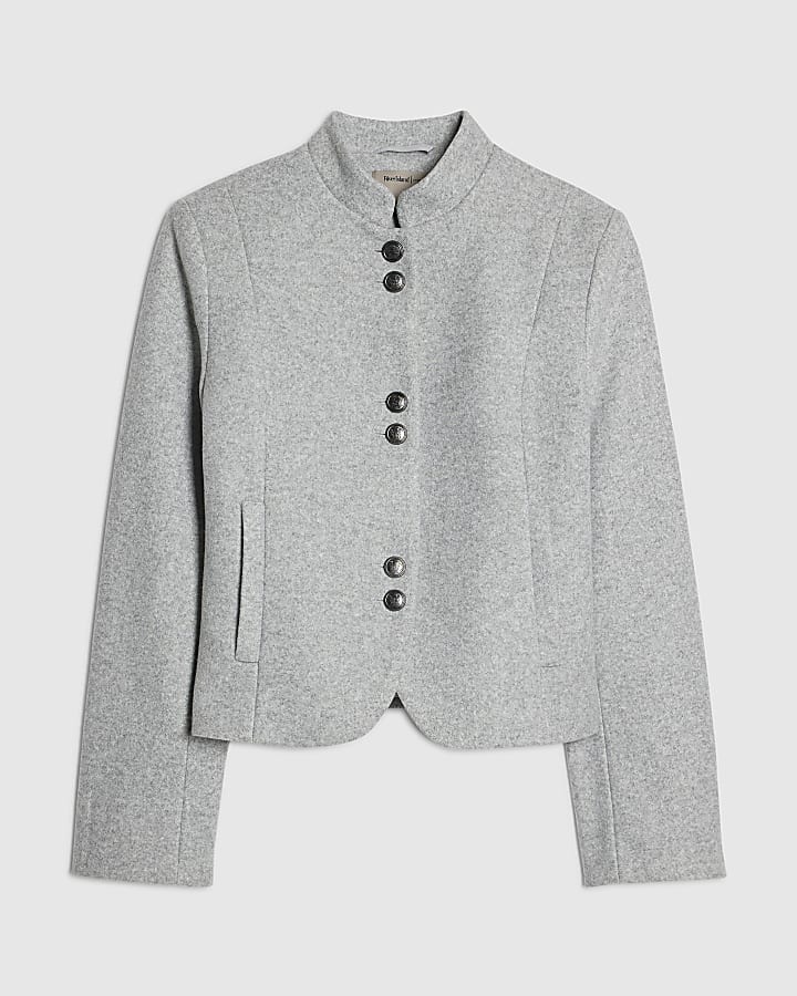 Grey Crest Button Drummer Jacket