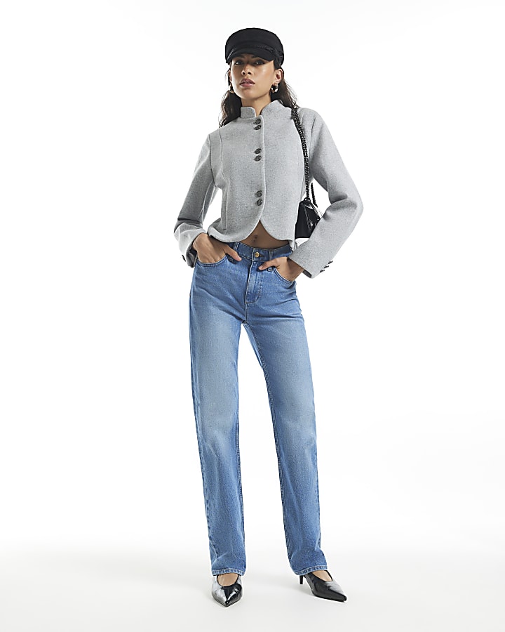 Grey Crest Button Drummer Jacket