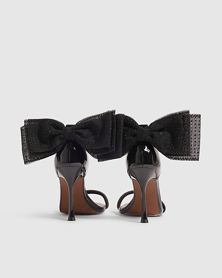 Black Bow Strappy Heeled Sandals