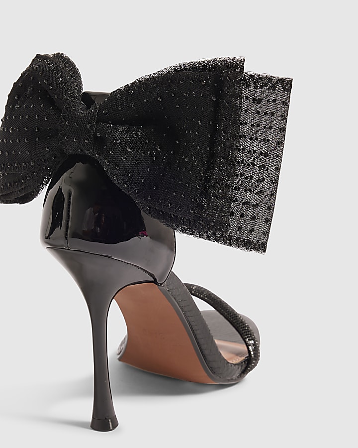 Black Bow Strappy Heeled Sandals