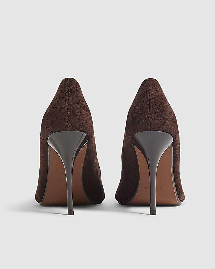 Brown Faux Suede Court Heels