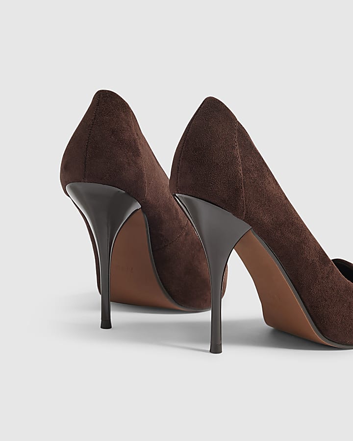 Brown Faux Suede Court Heels