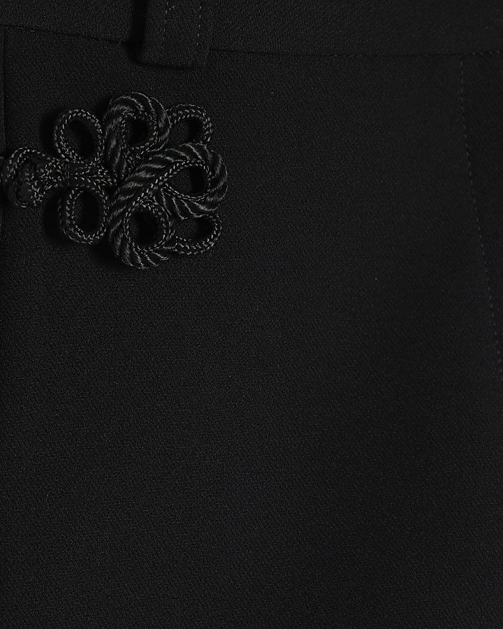 Black Mandarin Trim Shorts