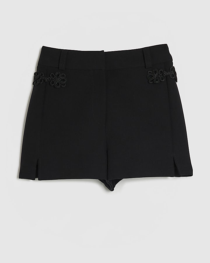 Black Mandarin Trim Shorts