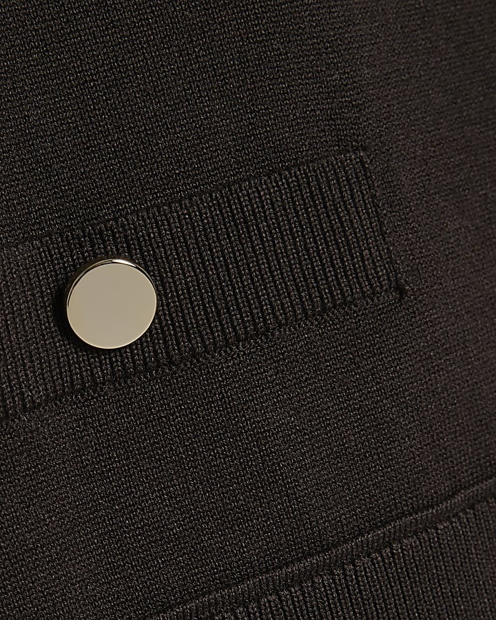 Brown Crew Neck Cardigan