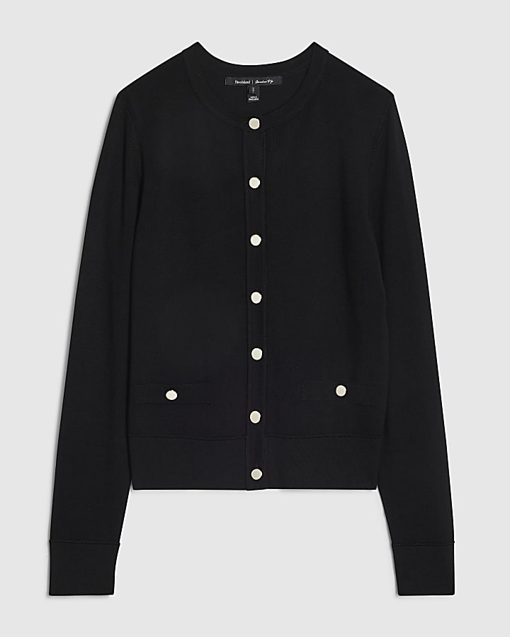 Black Crew Neck Cardigan