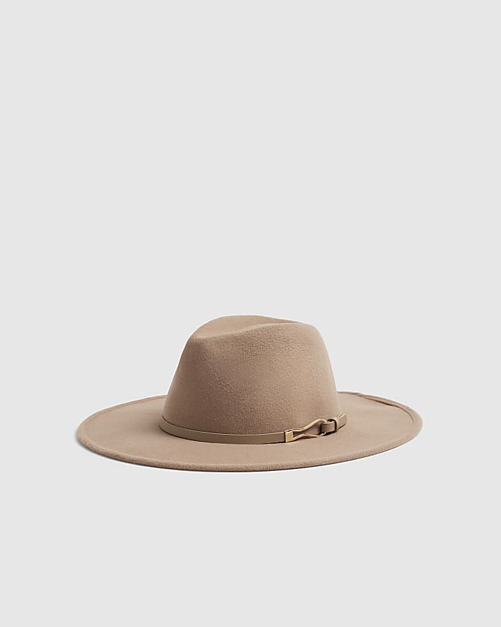Beige Buckle Band Fedora