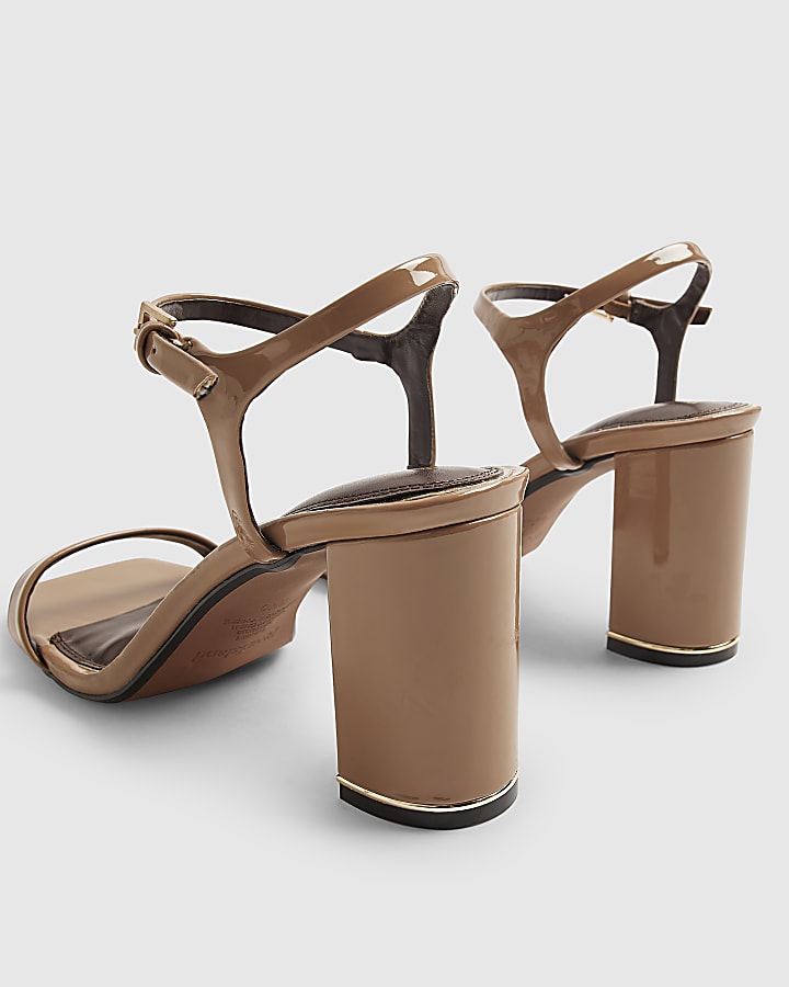 Beige Block Heeled Sandals