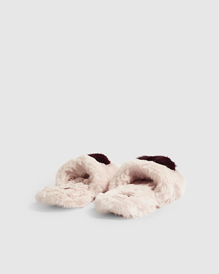 Pink Chunky Heart Plush Mule Slippers