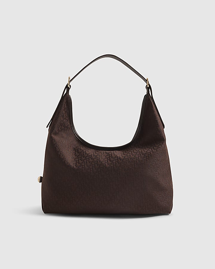Brown Monogram Jacquard Slouch Bag