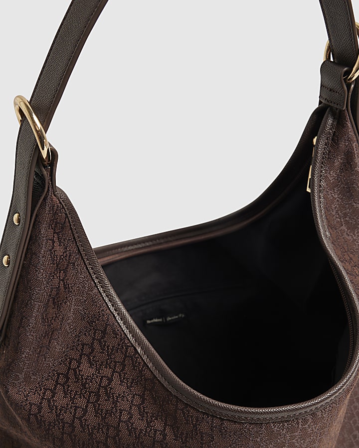 Brown Monogram Jacquard Slouch Bag