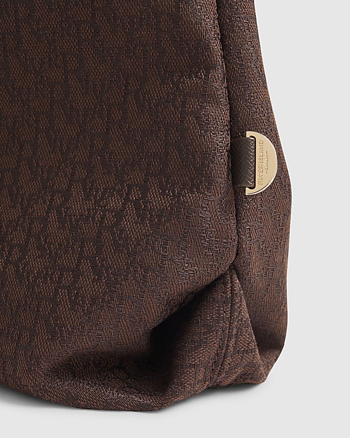 Brown Monogram Jacquard Slouch Bag