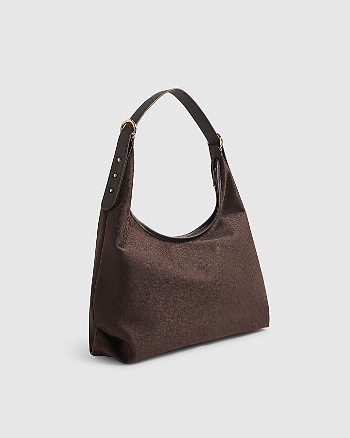 Brown Monogram Jacquard Slouch Bag