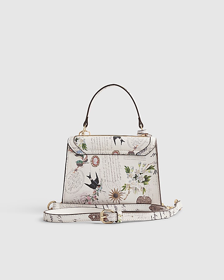Cream Postcard Print Mini Tote Bag Bundle