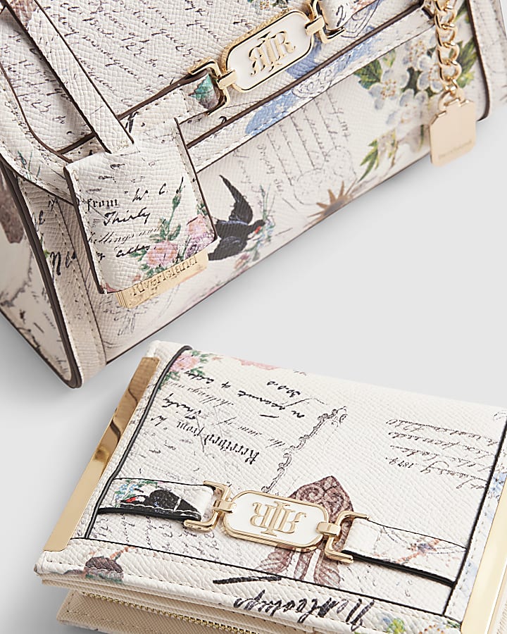 Cream Postcard Print Mini Tote Bag Bundle