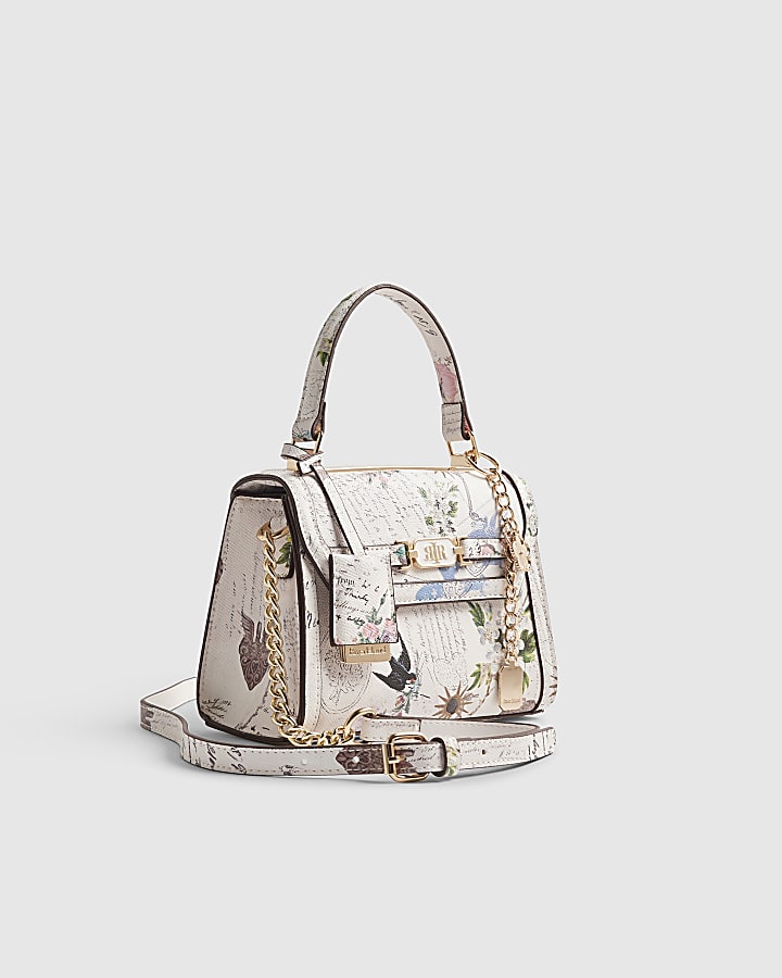 Cream Postcard Print Mini Tote Bag Bundle