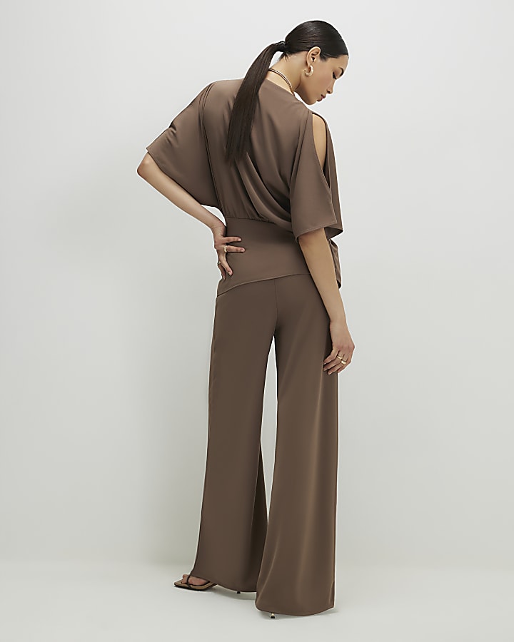 Brown Wide Leg Trousers