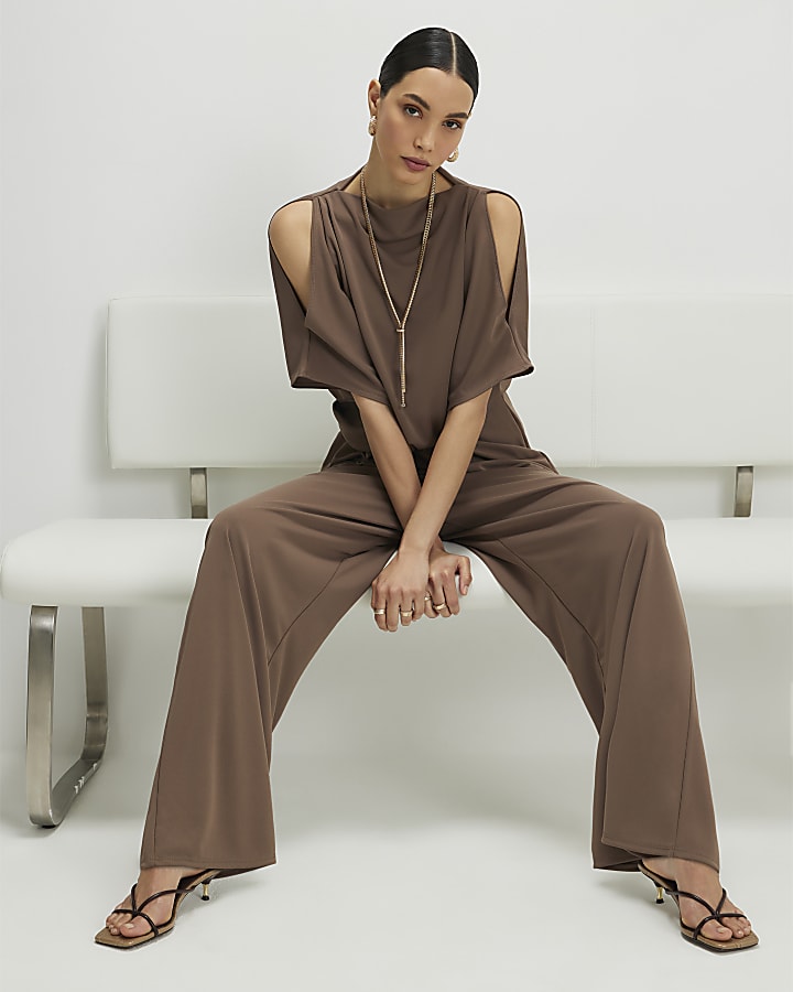 Brown Wide Leg Trousers