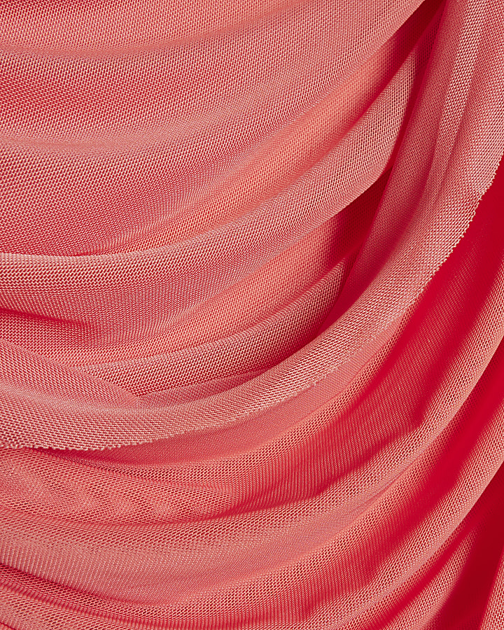 Pink Sleeveless Drape Maxi Dress