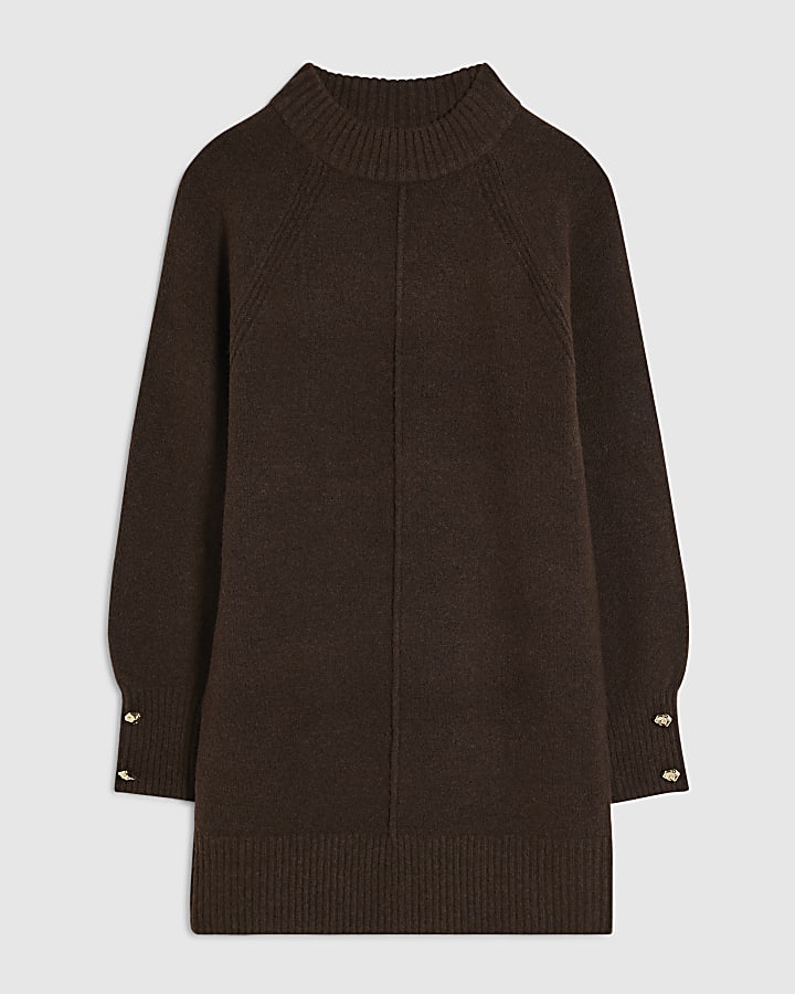 Brown Cosy Jumper Dress