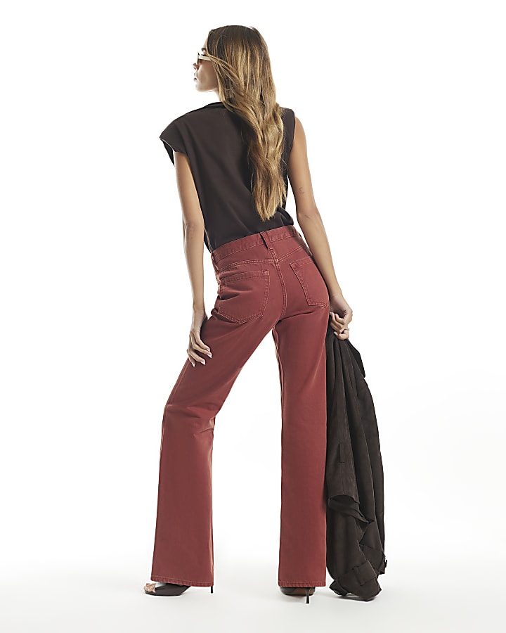 Rust Mid Rise 90s Slim Straight Leg Jeans