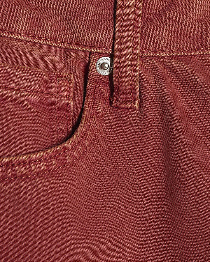 Rust Mid Rise 90s Slim Straight Leg Jeans