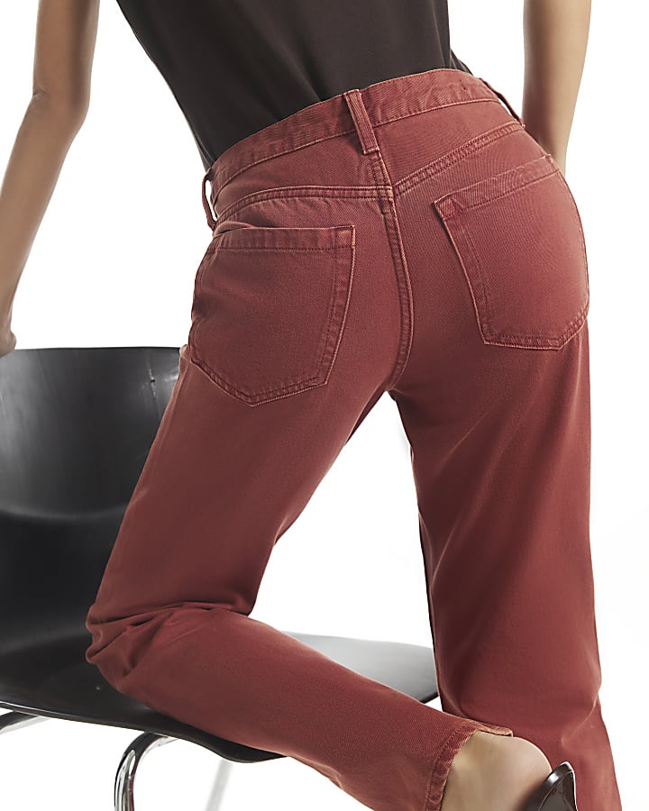 Rust Mid Rise 90s Slim Straight Leg Jeans