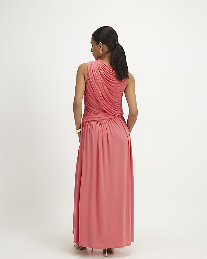 Petite Pink Drape Maxi Dress