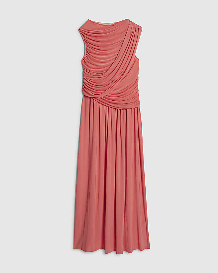 Petite Pink Drape Maxi Dress