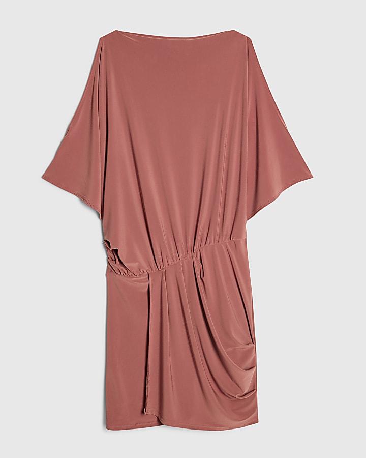 Brown Cold Shoulder Mini Dress