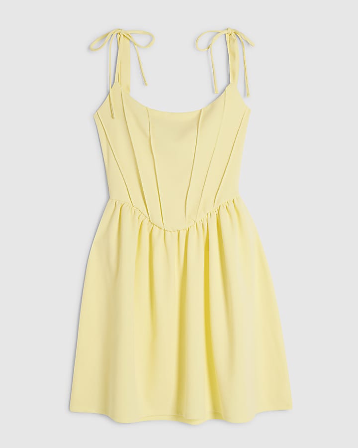 Yellow Tie Shoulder Corset Mini