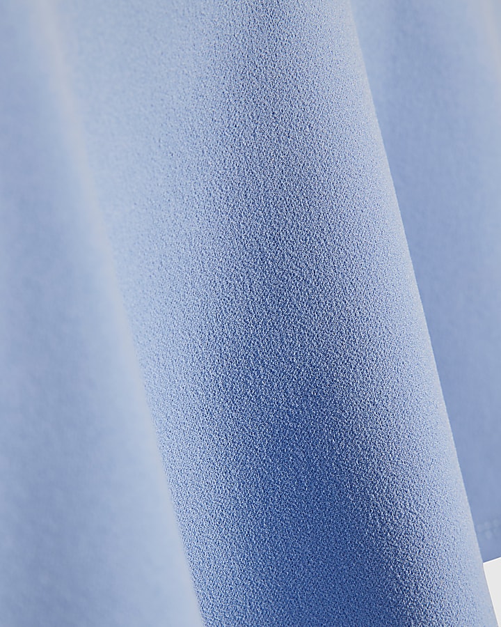 Blue High Neck Peplum Top