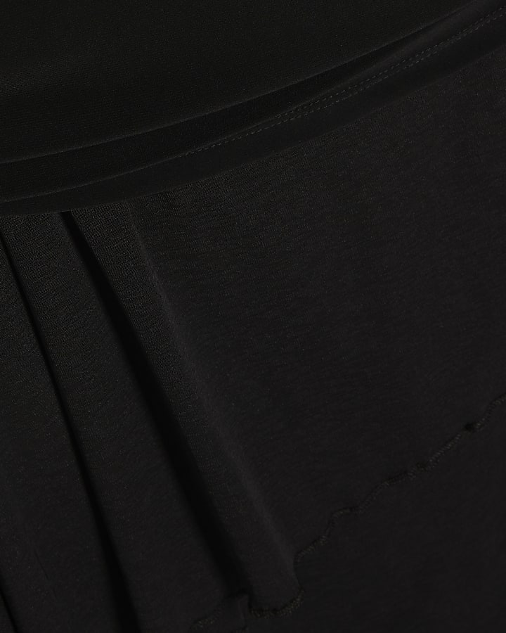 Black Hybrid T-Shirt Ruffle Midi Dress
