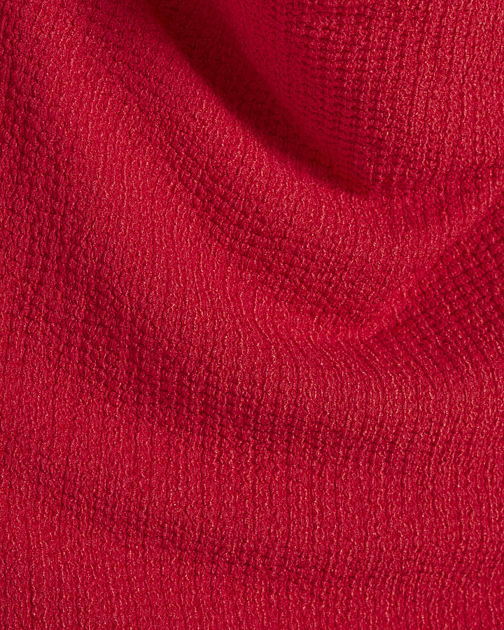 Red Halter Neck Textured Mini Dress
