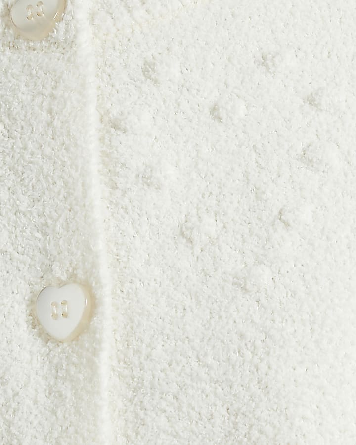 Cream Cosy Heart Embossed Cardigan