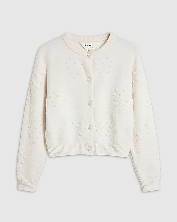 Cream Cosy Heart Embossed Cardigan